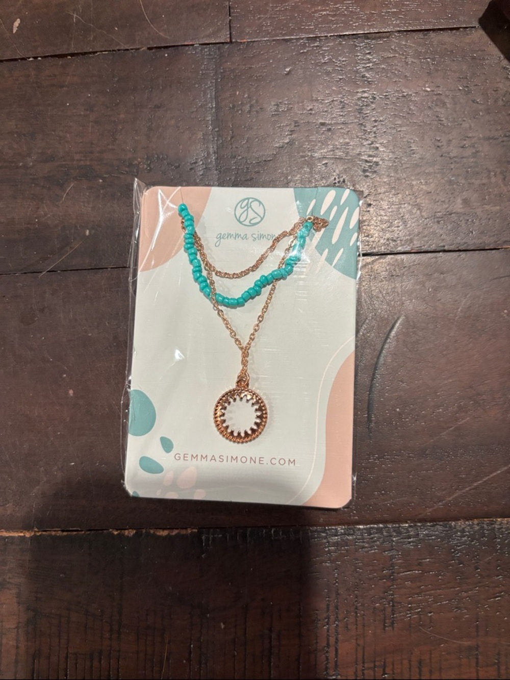 NEW Gemma Simone Turquoise Bead and Gold Pendant Layered Necklace